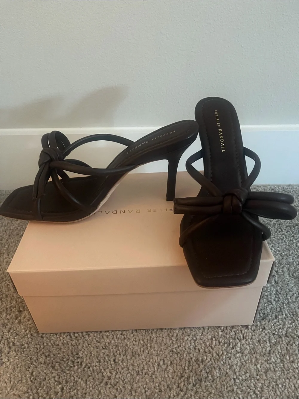 Loeffler Randall Brown Knotted Leather Stiletto Mule in Chocolate